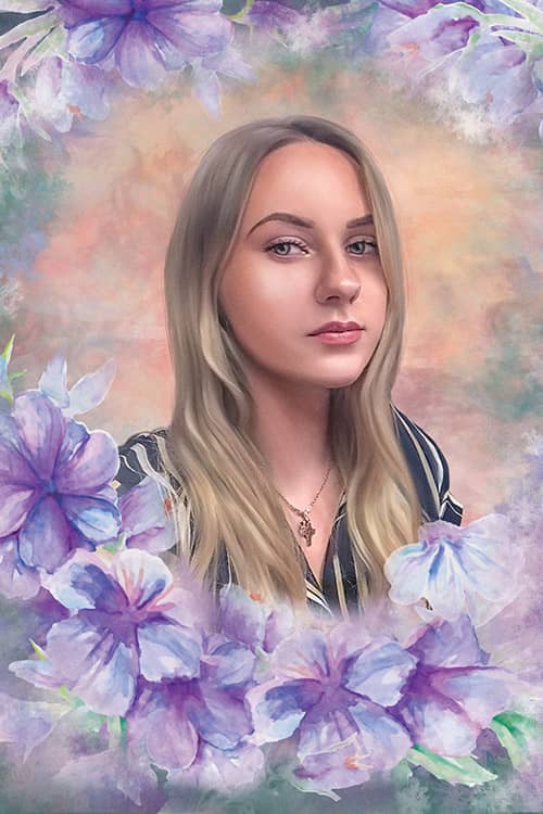 Девушка цветочный арт портрет